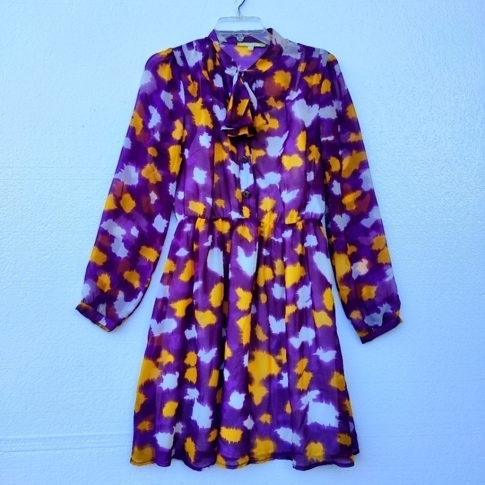 Gianni Bini Shear Chiffon Mini Dress. Bow Tie Neck detail, Lined, size S. - Picture 1 of 12